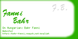 fanni bahr business card